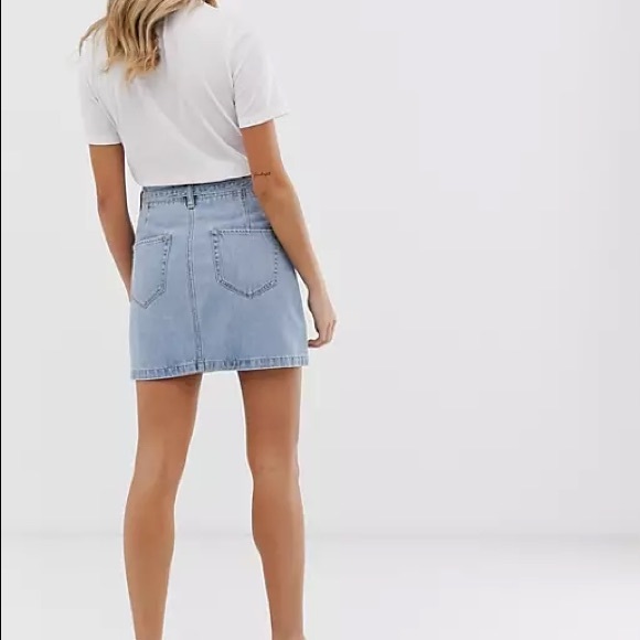 Paperbag Tie Waist Denim Mini Skirt - Picture 4 of 8